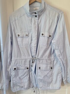 Mine Too Utility Jacket 3XL Light Blue Cotton Anorak Drawstring Waist Coastal
